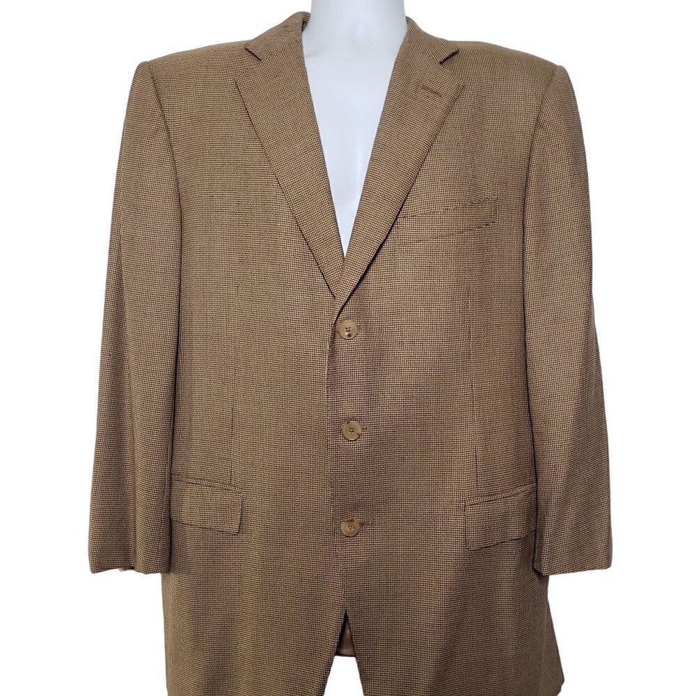 Ermenegildo Zegna Patterned 15Mil15 Blazer Wool 3 Button Brown Sport Coat Men 54